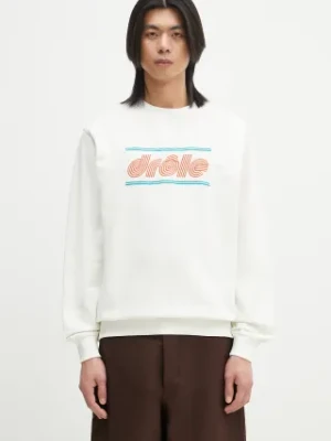 Drôle de Monsieur bluza bawełniana Le Sweatshirt Pique Tennis męska kolor biały z aplikacją G-SW164-CO162-OW