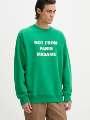 Drôle de Monsieur bluza bawełniana Le Sweatshirt Slogan męska kolor zielony z aplikacją E.SW149.CO127.GN Le Sweatshirt Slogan