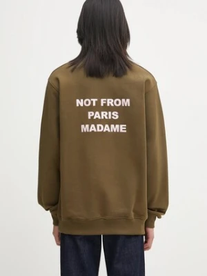 Drôle de Monsieur bluza bawełniana Le Sweatshirt Slogan męska kolor zielony z aplikacją I.SW149.CO127