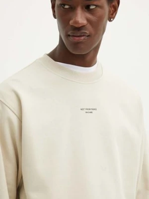 Drôle de Monsieur bluza bawełniana męska kolor beżowy z nadrukiem PERM.SW148.CO127 Le Sweatshirt Slogan Cl