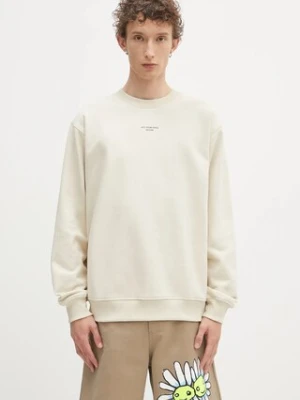 Drôle de Monsieur bluza bawełniana męska kolor beżowy z nadrukiem PERM.SW148.CO127 Le Sweatshirt Slogan Cl