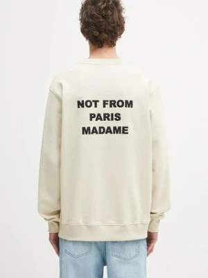 Drôle de Monsieur bluza bawełniana męska kolor beżowy z nadrukiem PERM.SW149.CO127 Le Sweatshirt Slogan