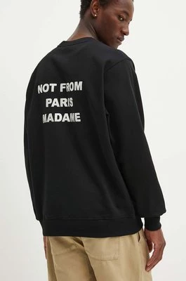 Drôle de Monsieur bluza bawełniana męska kolor czarny z nadrukiem PERM.SW149.CO127 Le Sweatshirt Slogan