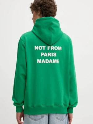 Drôle de Monsieur bluza męska kolor zielony z kapturem gładka E.HO162.CO127.GN Le Hoodie Slogan