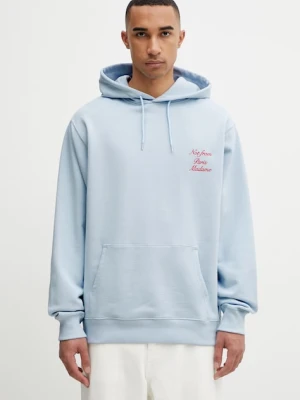 Drôle de Monsieur bluza z kapturem męska bawełniana Le Hoodie Slogan Calligraphy Drole de Monsieur niebieski