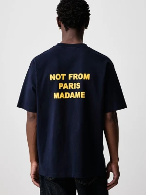 Drôle de Monsieur Bold Slogan T-shirt bawełniany męski Drole de Monsieur