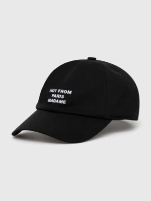 Drôle de Monsieur czapka z daszkiem bawełniana La Casquette Slogan kolor czarny z aplikacją PERM-CP151-CO138-BL