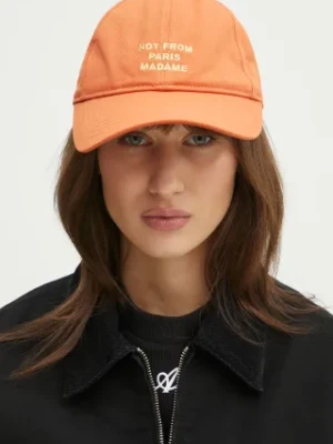 Zdjęcie produktu Drôle de Monsieur czapka z daszkiem bawełniana La Casquette Slogan kolor pomarańczowy gładka G-CP151-CO138-RT