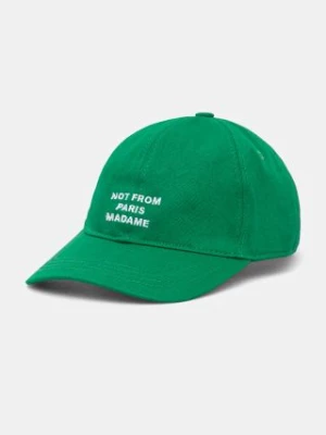 Drôle de Monsieur czapka z daszkiem bawełniana La Casquette Slogan kolor zielony z aplikacją E-CP151-CO138-GN