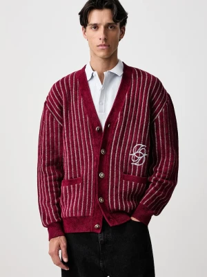 Drôle de Monsieur kardigan męski z wiskozą D Mirror Monogram Drole de Monsieur bordowy