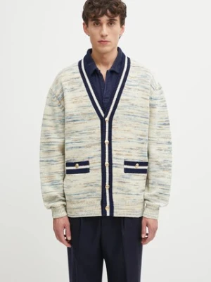 Drôle de Monsieur kardigan wełniany Le Cardigan MoulinE męski kolor beżowy I.CA161.WO018