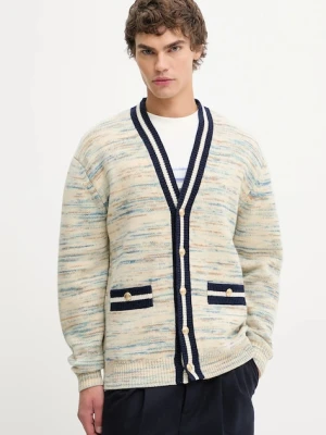 Drôle de Monsieur kardigan wełniany Le Cardigan MoulinE męski kolor beżowy I.CA161.WO018