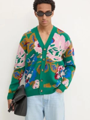 Drôle de Monsieur kardigan wełniany Le Cardigan Peony kolor zielony E-CA124-WO007-GN