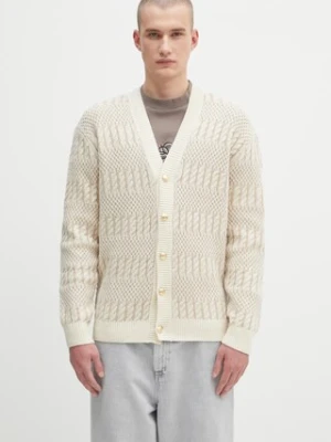Drôle de Monsieur kardigan wełniany Le Cardigan Torsades Bicolore męski kolor beżowy H.CA160.WO018