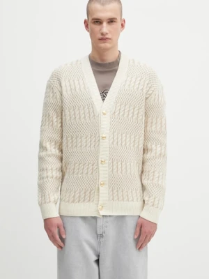 Drôle de Monsieur kardigan wełniany Le Cardigan Torsades Bicolore męski kolor beżowy H.CA160.WO018