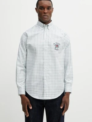 Drôle de Monsieur koszula bawełniana Chemise Carreaux Slogan Rose