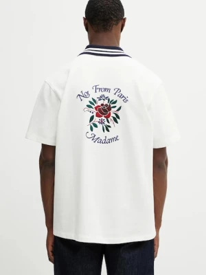 Drôle de Monsieur koszula bawełniana Chemise Piquée Slogan Rose
