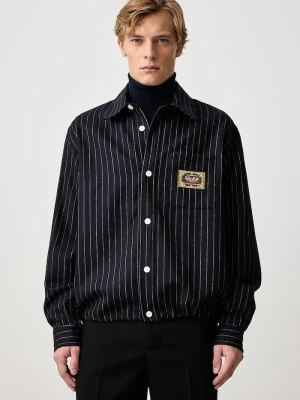 Drôle de Monsieur koszula męska wełniana Elasticated Hem Drole de Monsieur granatowy