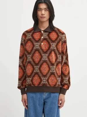 Drôle de Monsieur longsleeve Le Polo Velours MEdaillon kolor brązowy wzorzysty I.PL137.CO235