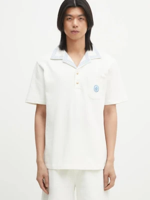 Drôle de Monsieur polo bawełniane Le Polo Pique Damier męski kolor biały gładki G-PL144-CO162-OW