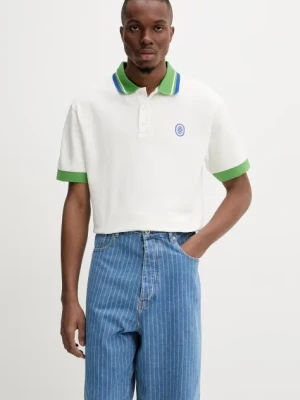 Drôle de Monsieur polo bawełniane Le Polo Pique Tresse męski kolor biały gładki G-PL152-CO162-OW