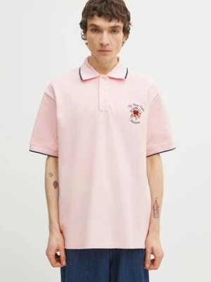 Drôle de Monsieur polo bawełniane Polo Piqué Slogan Rose