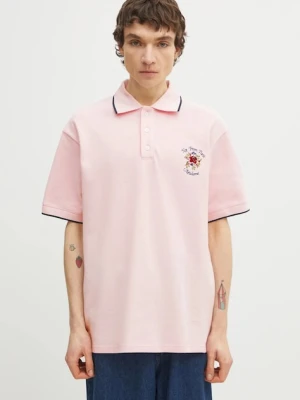 Drôle de Monsieur polo bawełniane Polo Piqué Slogan Rose