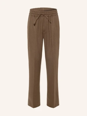 Drôle De Monsieur Spodnie Flanelowe W Stylu Joggingowym, O Kroju Regular Fit braun Drole de Monsieur JASNOBRĄZOWY