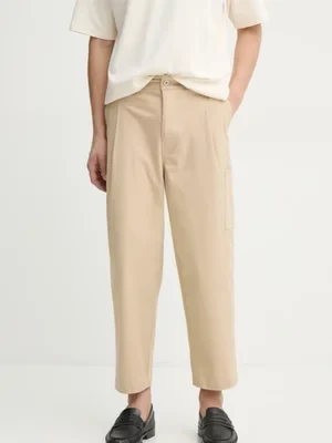 Drôle de Monsieur spodnie Le Pantalon Cropped Twill męskie kolor beżowy proste F-BP155-CO206-BG