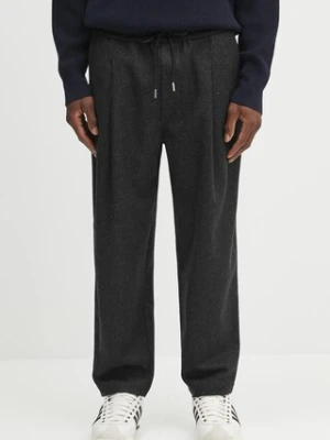 Drôle de Monsieur spodnie wełniane Le Pantalon Cropped Flanelle męskie kolor szary proste H.BP167.WV008