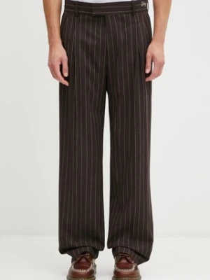 Drôle de Monsieur spodnie z dodatkiem wełny Le Pantalon Pinstripes męskie kolor brązowy proste I.BP165.WO040