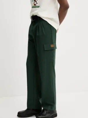 Drôle de Monsieur spodnie z domieszką wełny Le Pantalon Cargo Laine męskie kolor zielony proste G-BP148-PL127-FGN