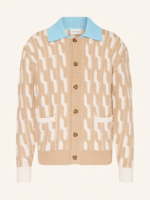 Drôle De Monsieur Sweter Le Cardigan Torsades Bicolore beige DRÔLE DE MONSIEUR