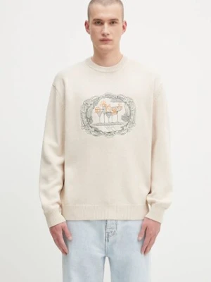 Drôle de Monsieur sweter wełniany La Maille Plateau męski kolor beżowy H.PO190.WO023