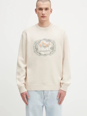 Drôle de Monsieur sweter wełniany La Maille Plateau męski kolor beżowy H.PO190.WO023