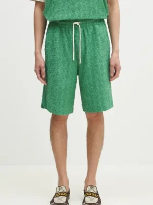 Drôle de Monsieur szorty bawełniane Le Short Monogramme męskie kolor zielony G-BS158-CO201-EM