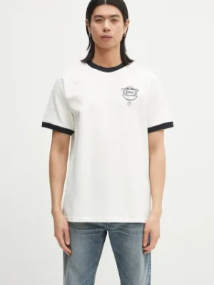 Drôle de Monsieur t-shirt bawełniany Le T-Shirt Pique Drule Cup męski kolor biały z aplikacją G-TS251-CO162-OW