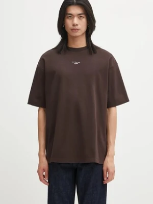 Drôle de Monsieur t-shirt bawełniany Le T-shirt Slogan Classique męski kolor brązowy gładki I.TS202.CO002