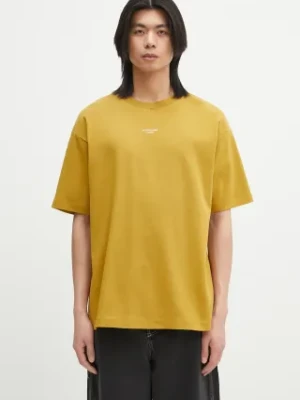 Drôle de Monsieur t-shirt bawełniany Le T-Shirt Slogan Classique męski kolor zielony gładki G-TS202-CO002-MS