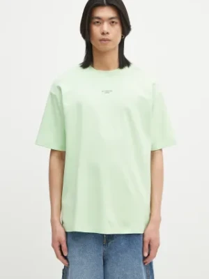 Drôle de Monsieur t-shirt bawełniany Le T-Shirt Slogan Classique męski kolor zielony z nadrukiem G-TS202-CO002-LGN