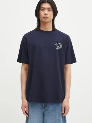 Drôle de Monsieur t-shirt bawełniany Le T-Shirt Slogan Esquisse męski kolor granatowy z nadrukiem G-TS188-CO002-NY