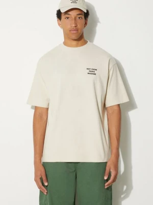 Drôle de Monsieur t-shirt bawełniany Le T-Shirt Slogan męski kolor beżowy z nadrukiem PERM-TS203-CO002-MT