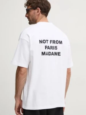 Drôle de Monsieur t-shirt bawełniany Le T-Shirt Slogan męski kolor biały z nadrukiem PERM-TS203-CO002-OPW