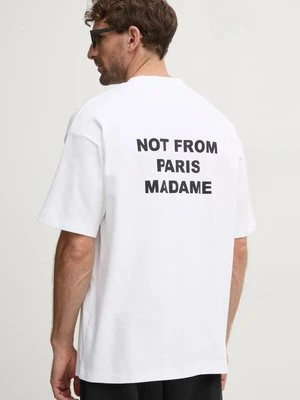 Drôle de Monsieur t-shirt bawełniany Le T-Shirt Slogan męski kolor biały z nadrukiem PERM-TS203-CO002-OPW