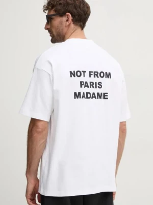 Drôle de Monsieur t-shirt bawełniany Le T-Shirt Slogan męski kolor biały z nadrukiem PERM-TS203-CO002-OPW