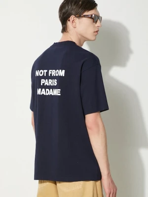 Drôle de Monsieur t-shirt bawełniany Le T-Shirt Slogan męski kolor granatowy z nadrukiem PERM-TS203-CO002-NY