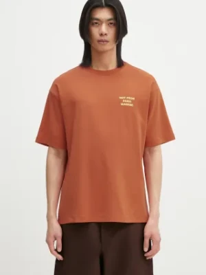 Drôle de Monsieur t-shirt bawełniany Le T-Shirt Slogan męski kolor pomarańczowy z nadrukiem G-TS203-CO002-RT