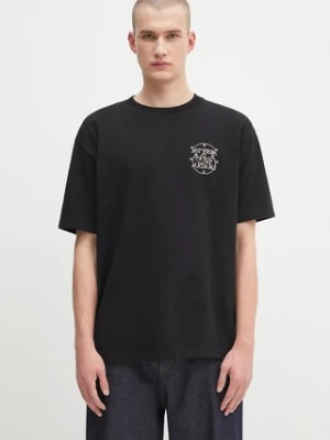 Drôle de Monsieur t-shirt bawełniany Le Tshirt Slogan Tresses męski kolor czarny z aplikacją H.TS259.CO134