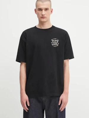 Drôle de Monsieur t-shirt bawełniany Le Tshirt Slogan Tresses męski kolor czarny z aplikacją H.TS259.CO134