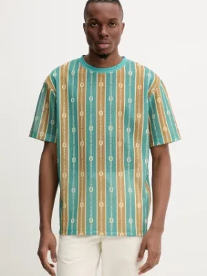 Drôle de Monsieur t-shirt Le T-Shirt Mesh męski kolor zielony wzorzysty G-TS252-PL162-EM